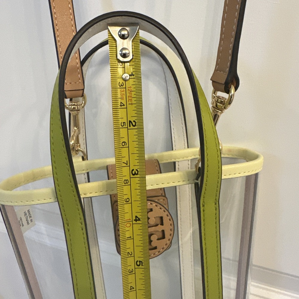 Tory Burch Blake Clear Logo Mini Shopper Crossbody Tote Bag Green Trim Concert - Picture 13 of 16